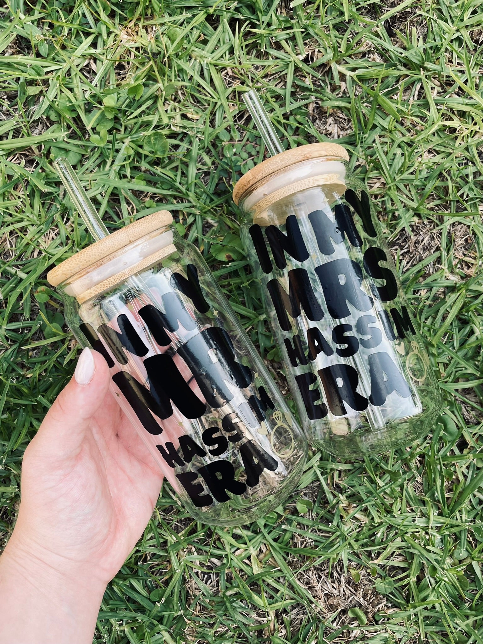 Vinyl Bamboo - Clear Glass Cups