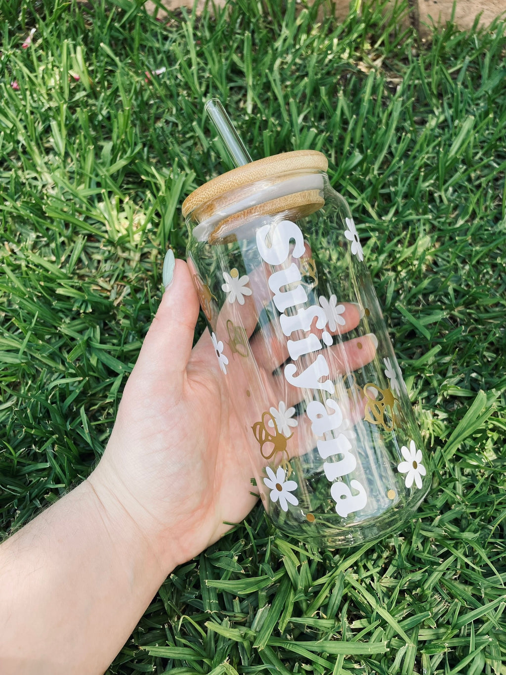 Vinyl Bamboo - Clear Glass Cups