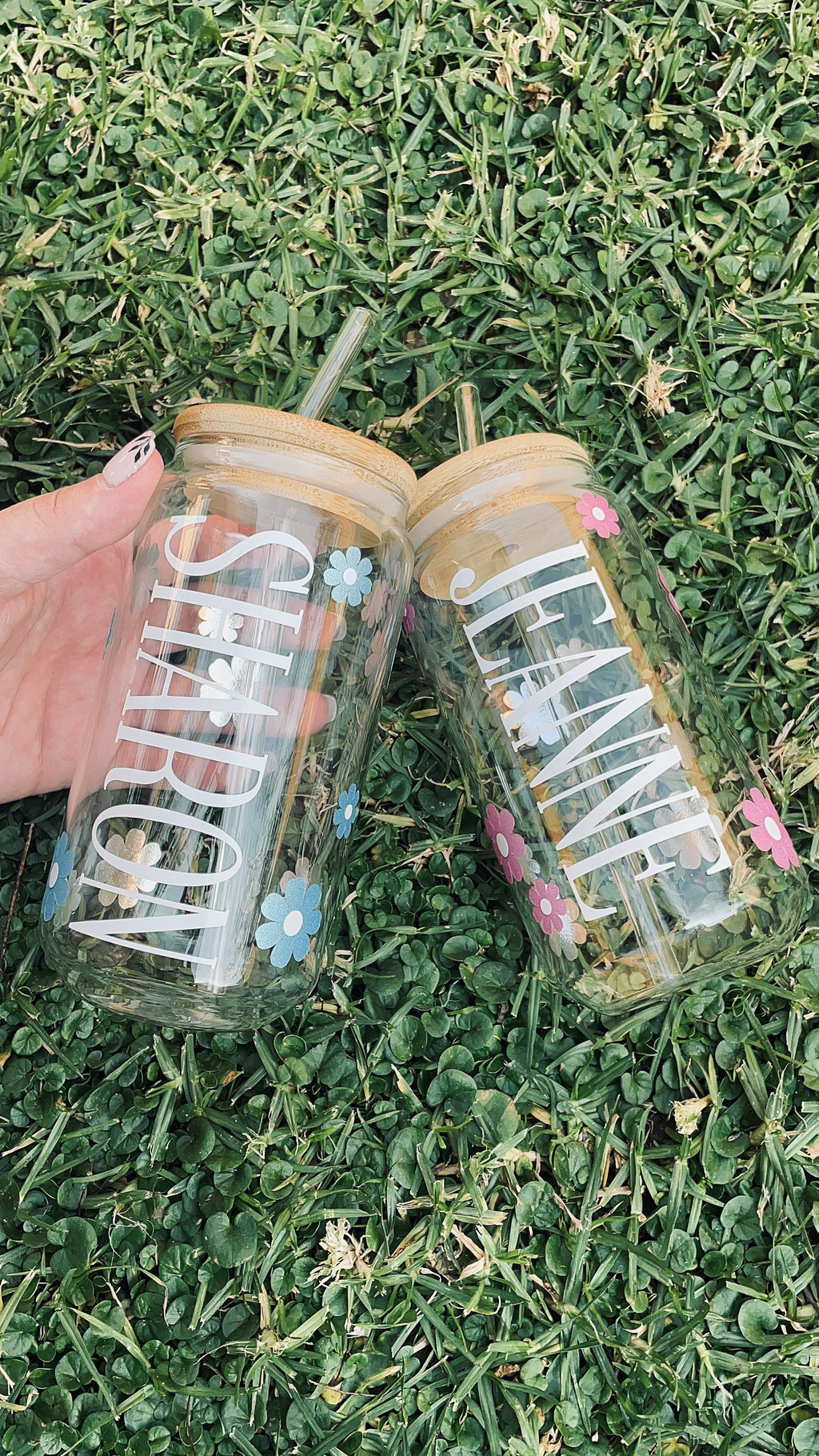 Vinyl Bamboo - Clear Glass Cups