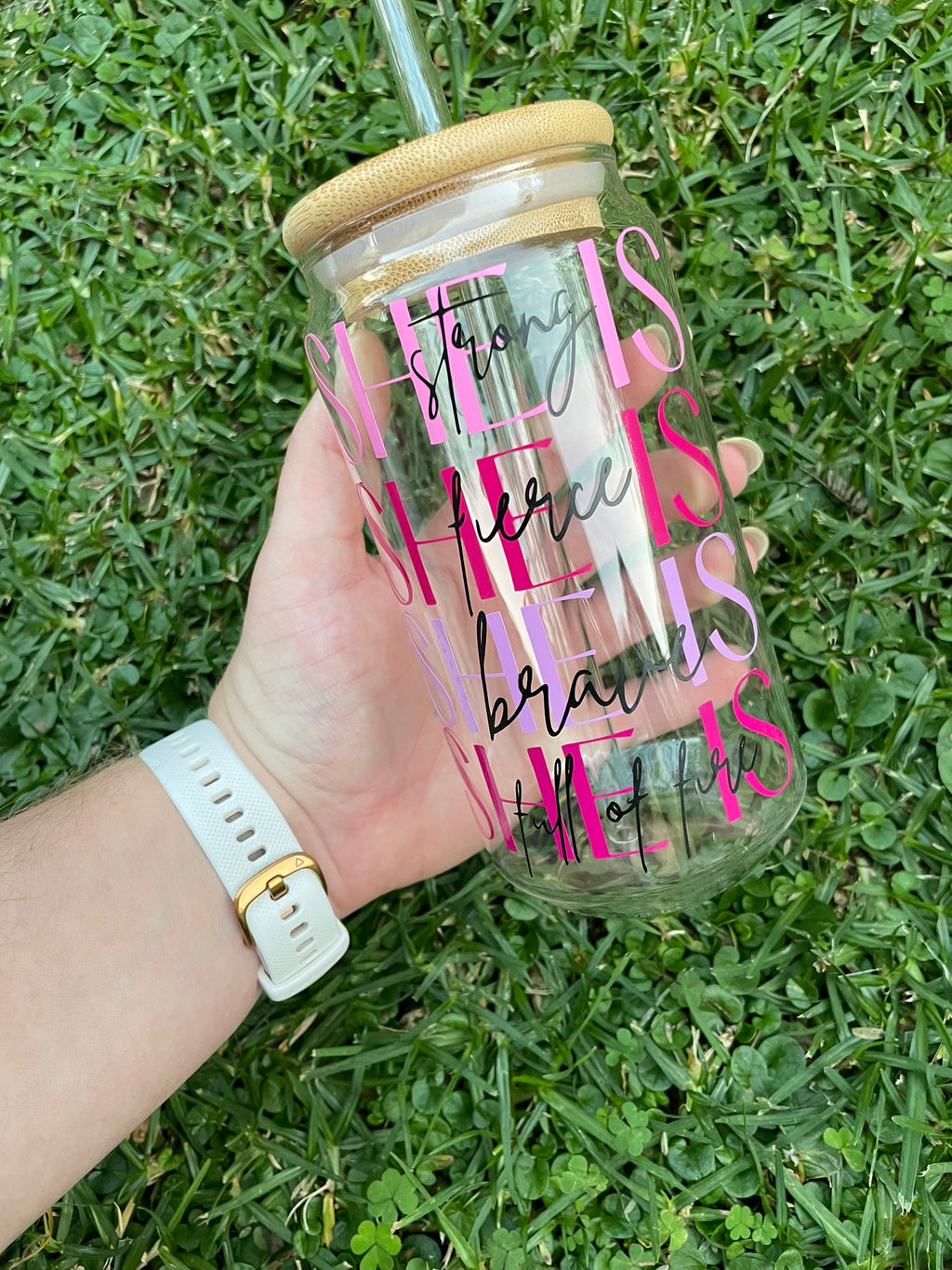 Vinyl Bamboo - Clear Glass Cups