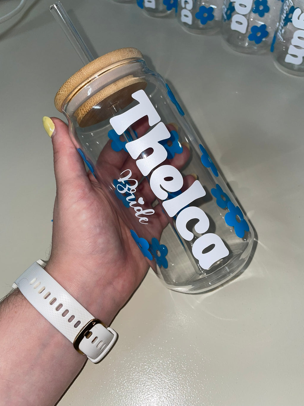 Bridal Vinyl Bamboo Cup - Clear Glass