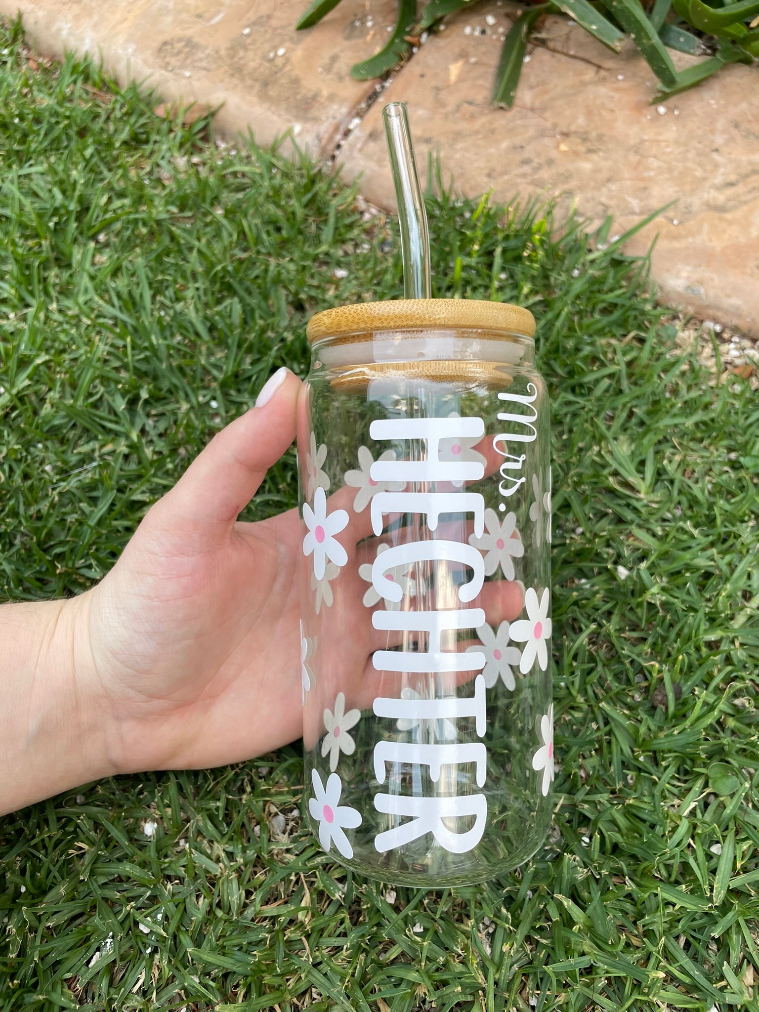 Bridal Vinyl Bamboo Cup - Clear Glass