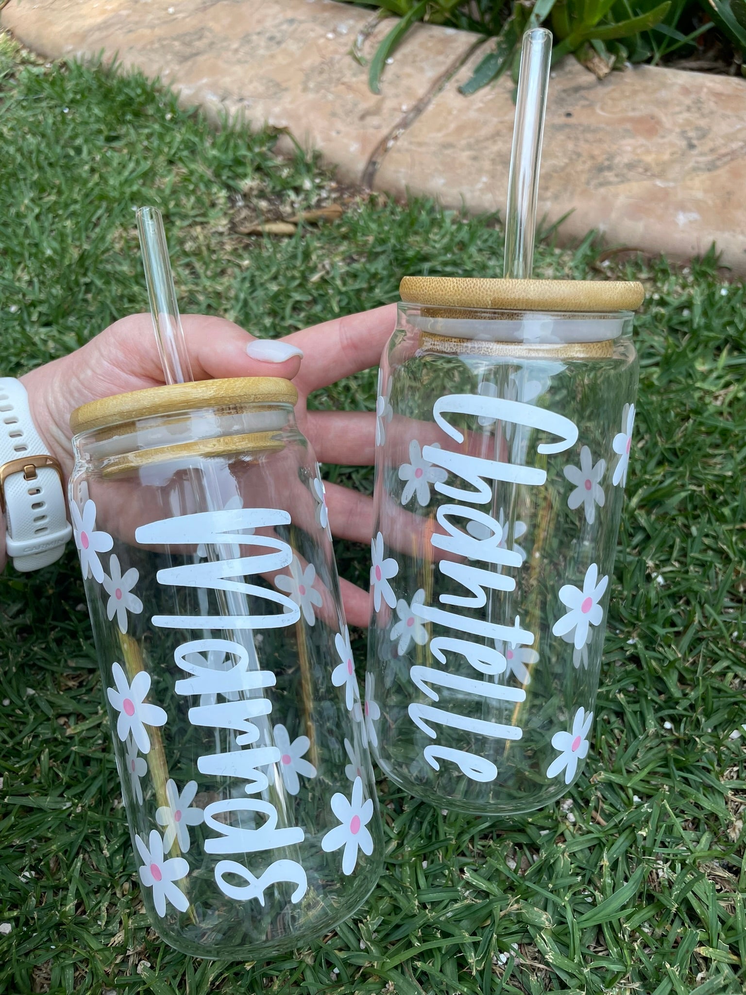 Vinyl Bamboo - Clear Glass Cups